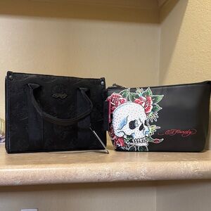 Ed Hardy Tiger Tote with cosmetic bag set